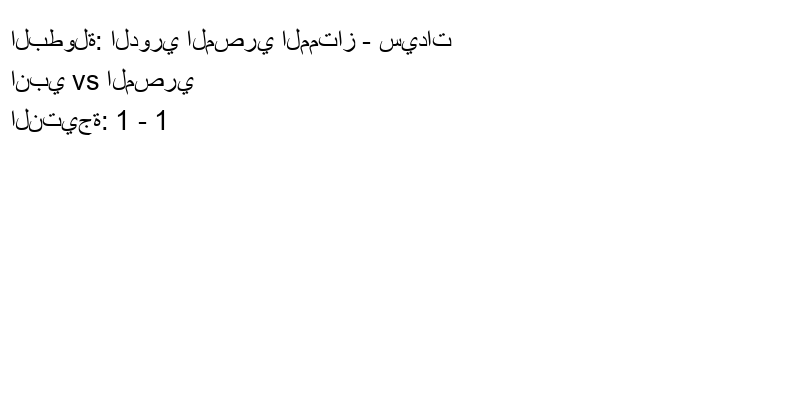 تعادل انبي وفريق المصري بنتيجة 1 - 1 في بطولة الدوري المصري الممتاز - سيدات.