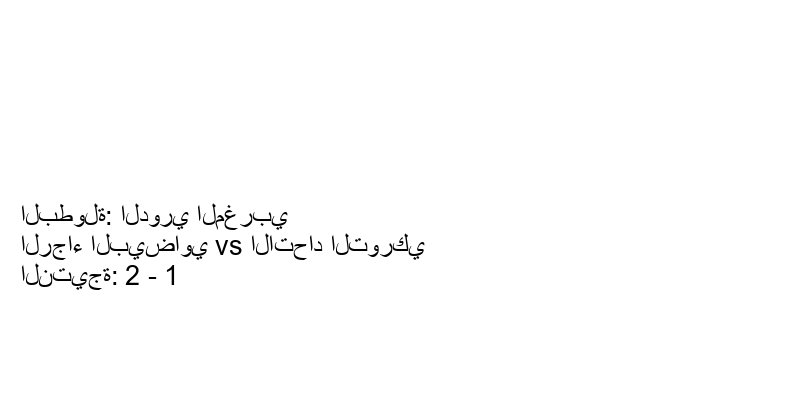  فريق الرجاء البيضاوي يسحق الاتحاد التوركي بنتيجة 2 - 1 في بطولة الدوري المغربي.