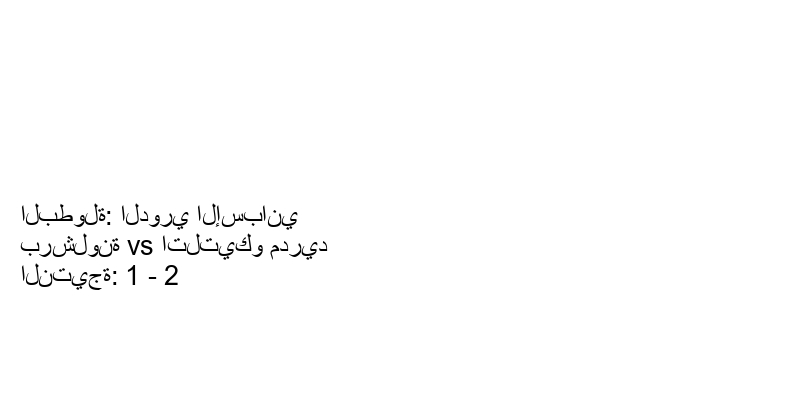  فريق اتلتيكو مدريد يكسب فريق برشلونة بنتيجة 1 - 2 في بطولة الدوري الإسباني.