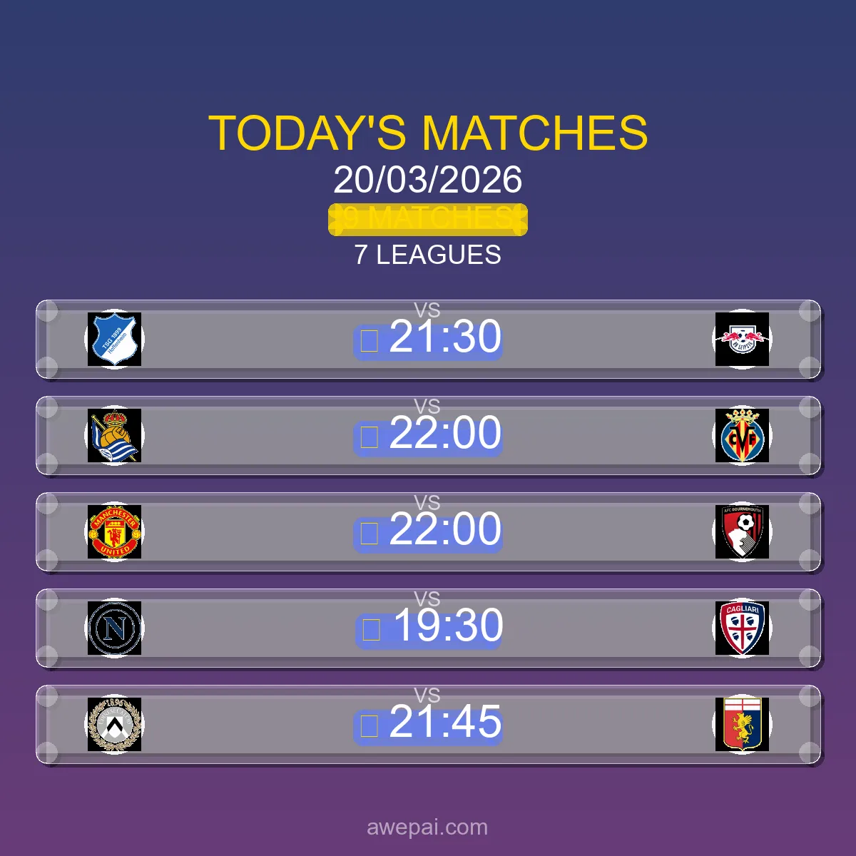 جدول مباريات اليوم الجمعة 20 مارس 2026 - 9 مباراة في 7 بطولة