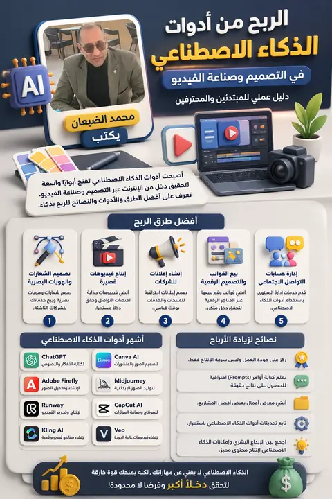 الربح من أدوات الذكاء الاصطناعي في التصميم وصناعة الفيديو.. دليل عملي للمبتدئين والمحترفين