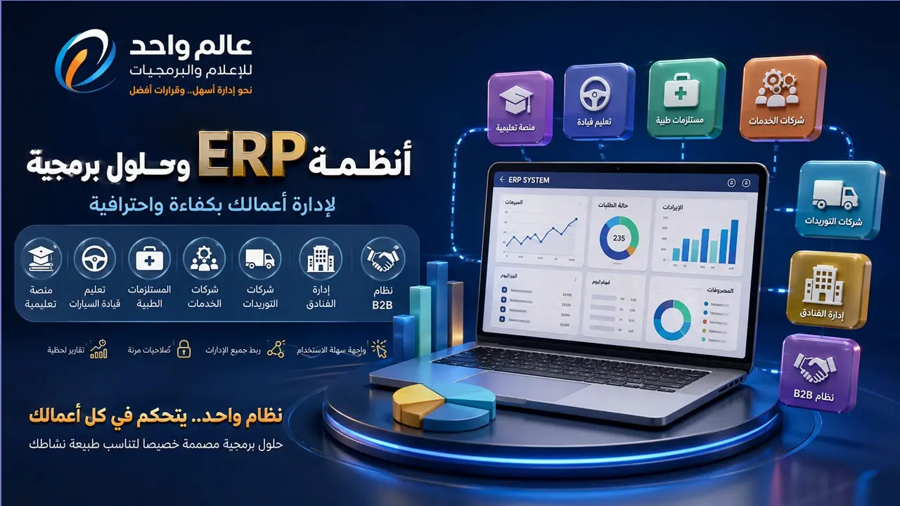 عالم واحد للإعلام والبرمجيات.. أنظمة ERP وB2B وحلول برمجية متخصصة لإدارة الأعمال