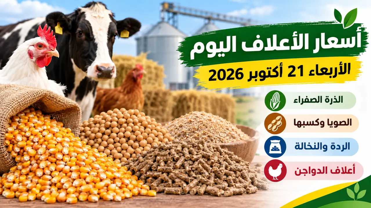 أسعار الأعلاف اليوم الأربعاء 21 أكتوبر 2026.. سعر شيكارة العلف 25 كيلو و50 كيلو