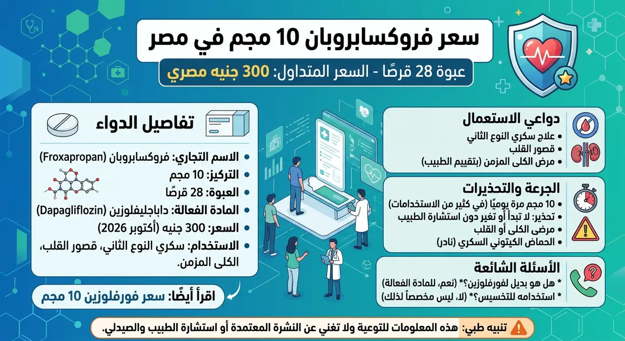 دليل دواء فروكسابروبان (Froxapropan) 10 مجم: السعر 2026 ، الاستخدامات، والبدائل والأضرار الجانبية