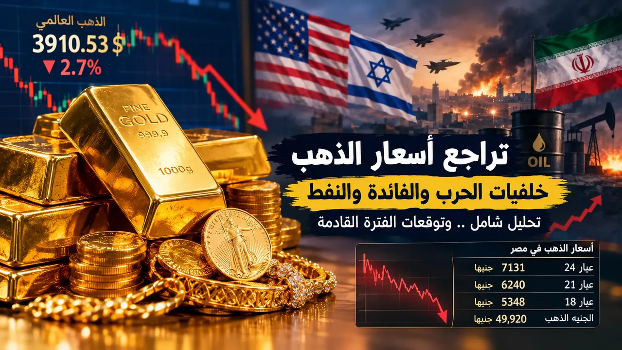 الذهب يفقد 100 جنيه في الجرام.. هل انتهى الهبوط وتفتح الحرب على إيران بابًا لموجة صعود جديدة؟ توقعات عيار 21 و 24