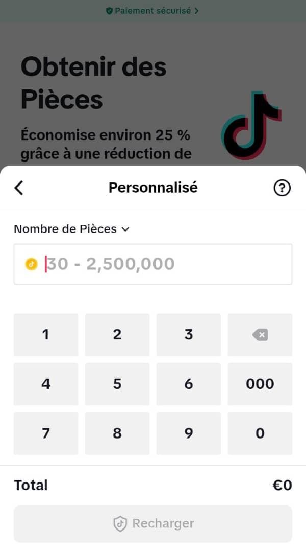 شحن عملات تيك توك